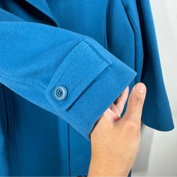 Vintage L.L.Bean Blue 100% Lambswool Coat Classic Winter Overcoat Jacket Size 20 - Picture 7 of 16